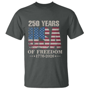 USA Flag 250 Years of Freedom T Shirt Vintage Patriotic 1776 to 2026 Semiquincentennial TS02 Dark Heather Print Your Wear