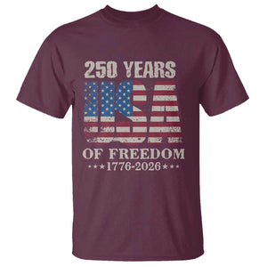 USA Flag 250 Years of Freedom T Shirt Vintage Patriotic 1776 to 2026 Semiquincentennial TS02 Maroon Print Your Wear