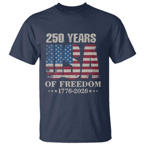 USA Flag 250 Years of Freedom T Shirt Vintage Patriotic 1776 to 2026 Semiquincentennial TS02 Navy Print Your Wear