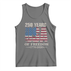 USA Flag 250 Years of Freedom Tank Top Vintage Patriotic 1776 to 2026 Semiquincentennial TS02 Black Heather Print Your Wear