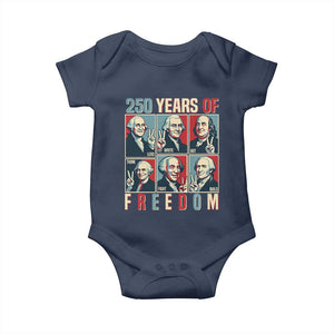 Founding Fathers 250 Years of Freedom Baby Onesie Patriotic Pop Art Style Semiquincentennial 2026 TS02 Navy Print Your Wear