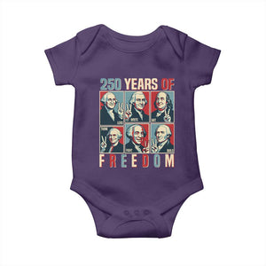 Founding Fathers 250 Years of Freedom Baby Onesie Patriotic Pop Art Style Semiquincentennial 2026 TS02 Purple Print Your Wear