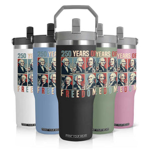 Founding Fathers 250 Years of Freedom Flip Straw Tumbler Patriotic Pop Art Style Semiquincentennial 2026 TS02 Print Your Wear