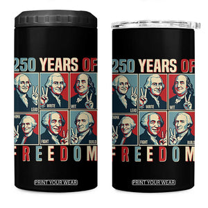 Founding Fathers 250 Years of Freedom 4 in 1 Can Cooler Tumbler Patriotic Pop Art Style Semiquincentennial 2026 TS02 One Size: 16 oz Black Print Your Wear