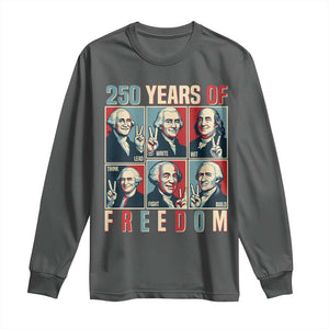 Founding Fathers 250 Years of Freedom Long Sleeve Shirt Patriotic Pop Art Style Semiquincentennial 2026 TS02 Dark Heather Print Your Wear
