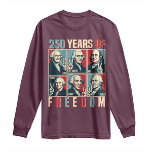 Founding Fathers 250 Years of Freedom Long Sleeve Shirt Patriotic Pop Art Style Semiquincentennial 2026 TS02 Maroon Print Your Wear
