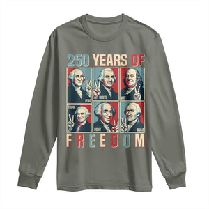 Founding Fathers 250 Years of Freedom Long Sleeve Shirt Patriotic Pop Art Style Semiquincentennial 2026 TS02 Military Green Print Your Wear