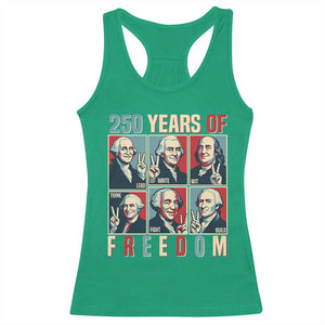 Founding Fathers 250 Years of Freedom Racerback Tank Top Patriotic Pop Art Style Semiquincentennial 2026 TS02 Irish Green Print Your Wear
