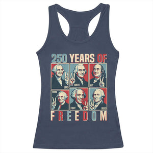 Founding Fathers 250 Years of Freedom Racerback Tank Top Patriotic Pop Art Style Semiquincentennial 2026 TS02 Navy Print Your Wear
