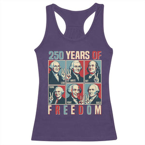 Founding Fathers 250 Years of Freedom Racerback Tank Top Patriotic Pop Art Style Semiquincentennial 2026 TS02 Purple Print Your Wear