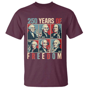 Founding Fathers 250 Years of Freedom T Shirt Patriotic Pop Art Style Semiquincentennial 2026 TS02 Maroon Print Your Wear