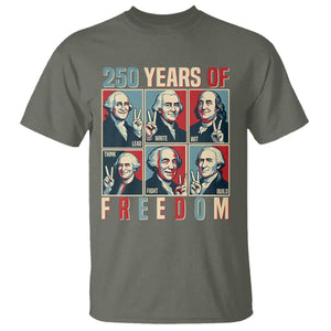 Founding Fathers 250 Years of Freedom T Shirt Patriotic Pop Art Style Semiquincentennial 2026 TS02 Military Green Print Your Wear