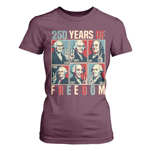 Founding Fathers 250 Years of Freedom T Shirt For Women Patriotic Pop Art Style Semiquincentennial 2026 TS02 Maroon Print Your Wear