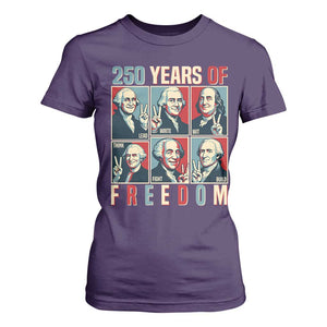 Founding Fathers 250 Years of Freedom T Shirt For Women Patriotic Pop Art Style Semiquincentennial 2026 TS02 Purple Print Your Wear