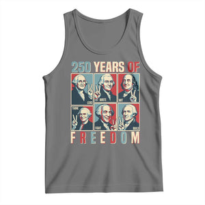 Founding Fathers 250 Years of Freedom Tank Top Patriotic Pop Art Style Semiquincentennial 2026 TS02 Black Heather Print Your Wear