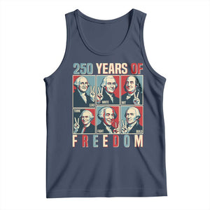 Founding Fathers 250 Years of Freedom Tank Top Patriotic Pop Art Style Semiquincentennial 2026 TS02 Navy Print Your Wear