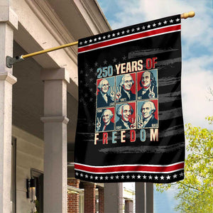 Founding Fathers 250 Years of Freedom Garden Flag Patriotic Pop Art Style Semiquincentennial 2026 TS02 Distressed Black Red Print Your Wear