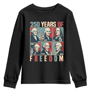 Founding Fathers 250 Years of Freedom Youth Sweatshirt Patriotic Pop Art Style Semiquincentennial 2026 TS02 Black Print Your Wear