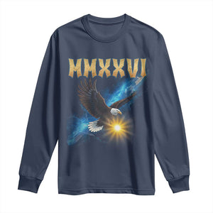 MMXXVI 2026 Eagle Long Sleeve Shirt Epic Patriotic Capitol Flag USA 250th Anniversary TS02 Navy Print Your Wear