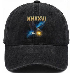 MMXXVI 2026 Eagle Washed Cotton Baseball Cap Epic Patriotic Capitol Flag USA 250th Anniversary TS02 Washed Cap Universal Fit Black Print Your Wear