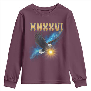 MMXXVI 2026 Eagle Youth Sweatshirt Epic Patriotic Capitol Flag USA 250th Anniversary TS02 Maroon Print Your Wear