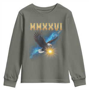 MMXXVI 2026 Eagle Youth Sweatshirt Epic Patriotic Capitol Flag USA 250th Anniversary TS02 Military Green Print Your Wear