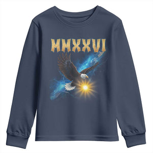 MMXXVI 2026 Eagle Youth Sweatshirt Epic Patriotic Capitol Flag USA 250th Anniversary TS02 Navy Print Your Wear
