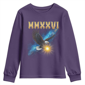 MMXXVI 2026 Eagle Youth Sweatshirt Epic Patriotic Capitol Flag USA 250th Anniversary TS02 Purple Print Your Wear