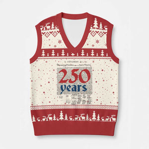 250 Years Declaration of Independence V-Neck Knit Sweater Vest Historic Patriotic 1776 to 2026 Semiquincentennial TS02 Beige Red Print Your Wear