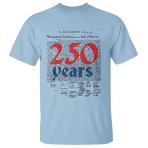 250 Years Declaration of Independence T Shirt Historic Patriotic 1776 to 2026 Semiquincentennial TS02 Light Blue Print Your Wear