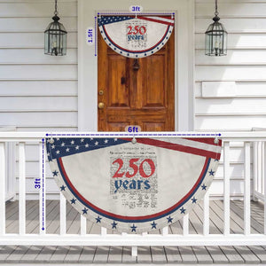 250 Years Declaration of Independence Patriotic Fan Flag Historic 1776 to 2026 Semiquincentennial
