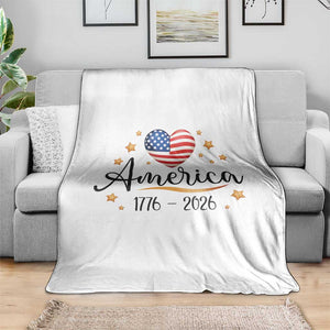 America Heart 250 Years Throw Blanket US Semiquincentennial Cute Patriotic 1776 to 2026 TS02 Print Your Wear