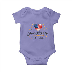 America Heart 250 Years Baby Onesie US Semiquincentennial Cute Patriotic 1776 to 2026 TS02 Violet Print Your Wear