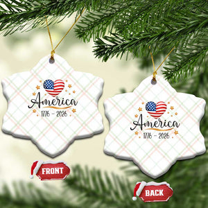 America Heart 250 Years Ceramic Ornament US Semiquincentennial Cute Patriotic 1776 to 2026 TS02 Print Your Wear
