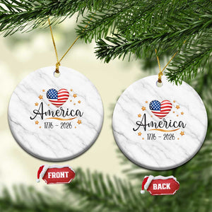 America Heart 250 Years Ceramic Ornament US Semiquincentennial Cute Patriotic 1776 to 2026 TS02 1pc White Marble Print Your Wear