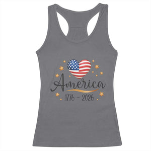 America Heart 250 Years Racerback Tank Top US Semiquincentennial Cute Patriotic 1776 to 2026 TS02 Charcoal Print Your Wear