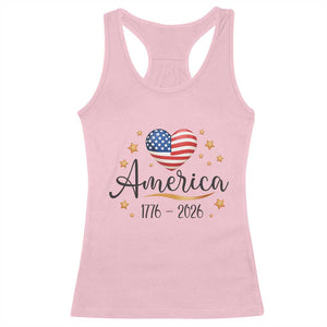 America Heart 250 Years Racerback Tank Top US Semiquincentennial Cute Patriotic 1776 to 2026 TS02 Light Pink Print Your Wear