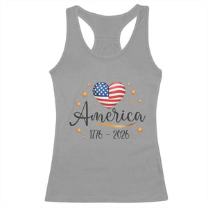 America Heart 250 Years Racerback Tank Top US Semiquincentennial Cute Patriotic 1776 to 2026 TS02 Sport Gray Print Your Wear