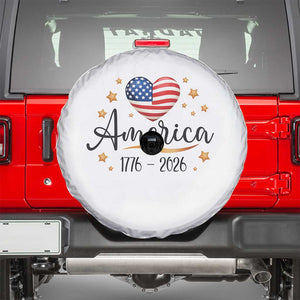 America Heart 250 Years Spare Tire Cover US Semiquincentennial Cute Patriotic 1776 to 2026 TS02 White Print Your Wear