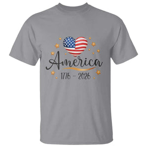 America Heart 250 Years T Shirt US Semiquincentennial Cute Patriotic 1776 to 2026 TS02 Sport Gray Print Your Wear