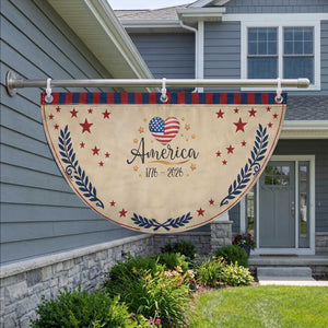 America Heart 250 Years Patriotic Fan Flag US Semiquincentennial Cute 1776 to 2026