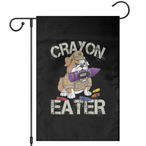 Crayon Eater Bulldog Garden Flag Funny Military Gift with Combat Pup and MRE Crayon TS02 Black Print Your Wear