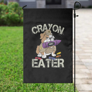 Crayon Eater Bulldog Garden Flag Funny Military Gift with Combat Pup and MRE Crayon TS02 Print Your Wear
