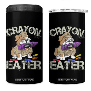 Crayon Eater Bulldog 4 in 1 Can Cooler Tumbler Funny Military Gift with Combat Pup and MRE Crayon TS02 One Size: 16 oz Black Print Your Wear