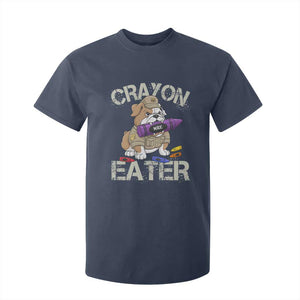 Crayon Eater Bulldog T Shirt For Kid Funny Military Gift with Combat Pup and MRE Crayon TS02 Navy Print Your Wear