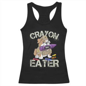 Crayon Eater Bulldog Racerback Tank Top Funny Military Gift with Combat Pup and MRE Crayon TS02 Black Print Your Wear