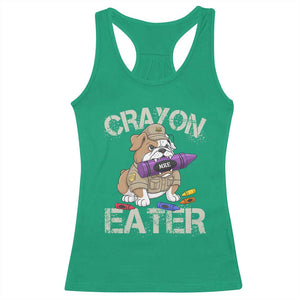 Crayon Eater Bulldog Racerback Tank Top Funny Military Gift with Combat Pup and MRE Crayon TS02 Irish Green Print Your Wear