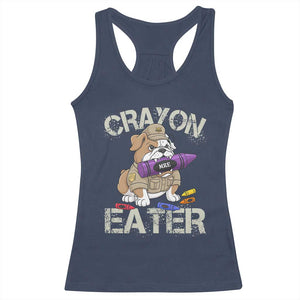 Crayon Eater Bulldog Racerback Tank Top Funny Military Gift with Combat Pup and MRE Crayon TS02 Navy Print Your Wear