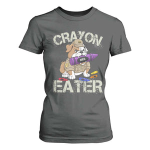 Crayon Eater Bulldog T Shirt For Women Funny Military Gift with Combat Pup and MRE Crayon TS02 Dark Heather Print Your Wear