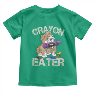 Crayon Eater Bulldog Toddler T Shirt Funny Military Gift with Combat Pup and MRE Crayon TS02 Irish Green Print Your Wear